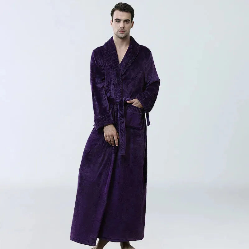 Men's Winter Coral Fleece Nightgown Homewear Thickened Pajamas - Bellarte Enchanté Men's Winter Coral Fleece Nightgown Homewear Thickened Pajamas